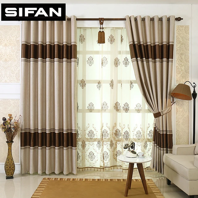 European Style Stripes Jacquard Blackout Curtains for the Bedroom for