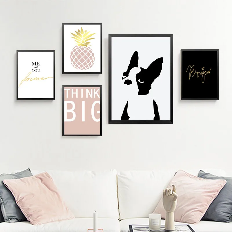 

Animals Dog Posters Pineapple Prints Wall Art Canvas Painting,Think Big Wall Pictures HD2391