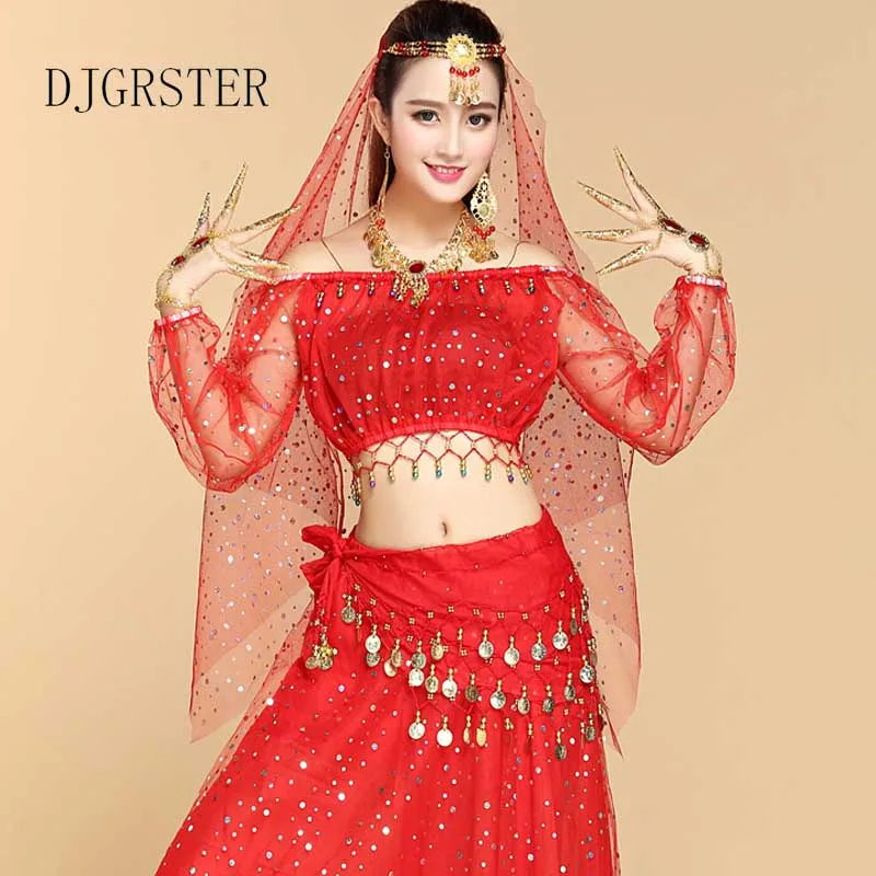 DJGRSTER, комплект из 2 предметов, костюм для танца живота, костюм Болливуда, индийское платье, платье для танца живота, женский костюм для танца живота, наборы, 5 цветов