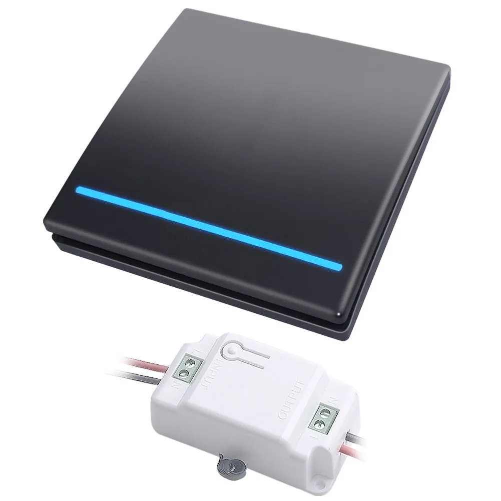 WHK01-B(1GANG)1RE SMATRUL 433 МГц беспроводной переключатель, светильник Smart Push RF, пульт дистанционного управления, AC 110 В 220 В, приемник, 50 м, настенная панель, кнопка, лампа для спальни 1000 Вт - Цвет: WHK01-B(1GANG)1RE