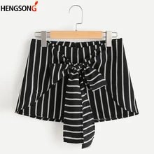 Летние женские пляжные шорты черно-белые полосатые фитнес шорты Модные Брюки Высокая талия спортивные шорты женский
