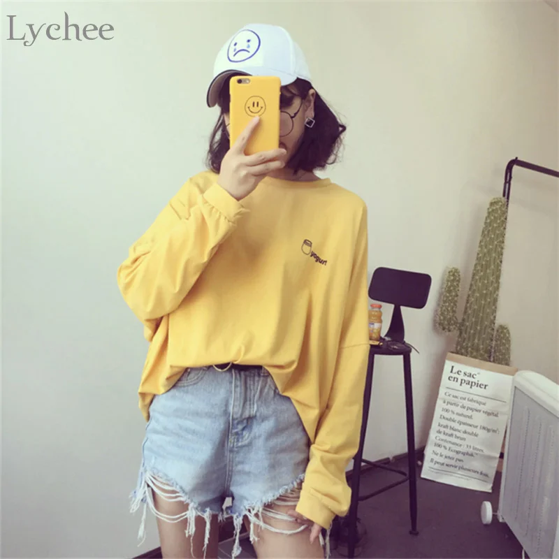 Женская футболка с длинным рукавом и принтом в виде бутылки молока|harajuku shirt|shirt