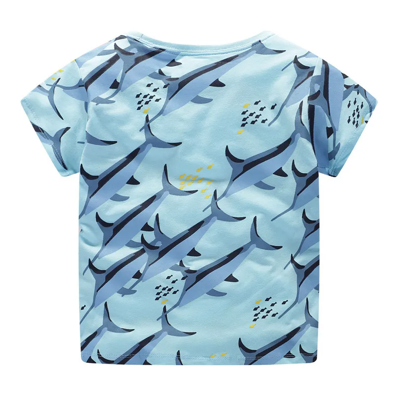 Jumping meter/летние брендовые футболки с принтом животных для мальчиков детская одежда из хлопка с рыбками новые модели футболок с короткими рукавами, топы, одежда для маленьких мальчиков