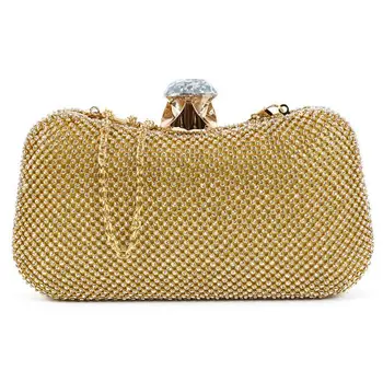 

New arrival Golden/silver rhinestone evenning bags party/wedding purse free shipping diamonds Shoulder handbags