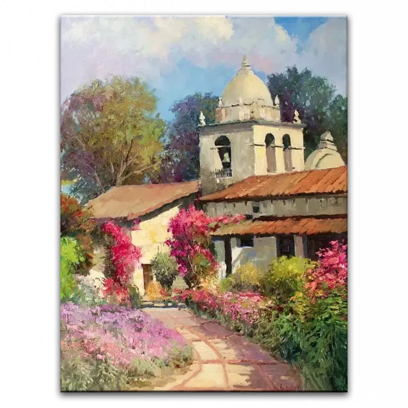 

100% hand painted oil painting Home decoration high quality landscape knife painting pictures DM16072113