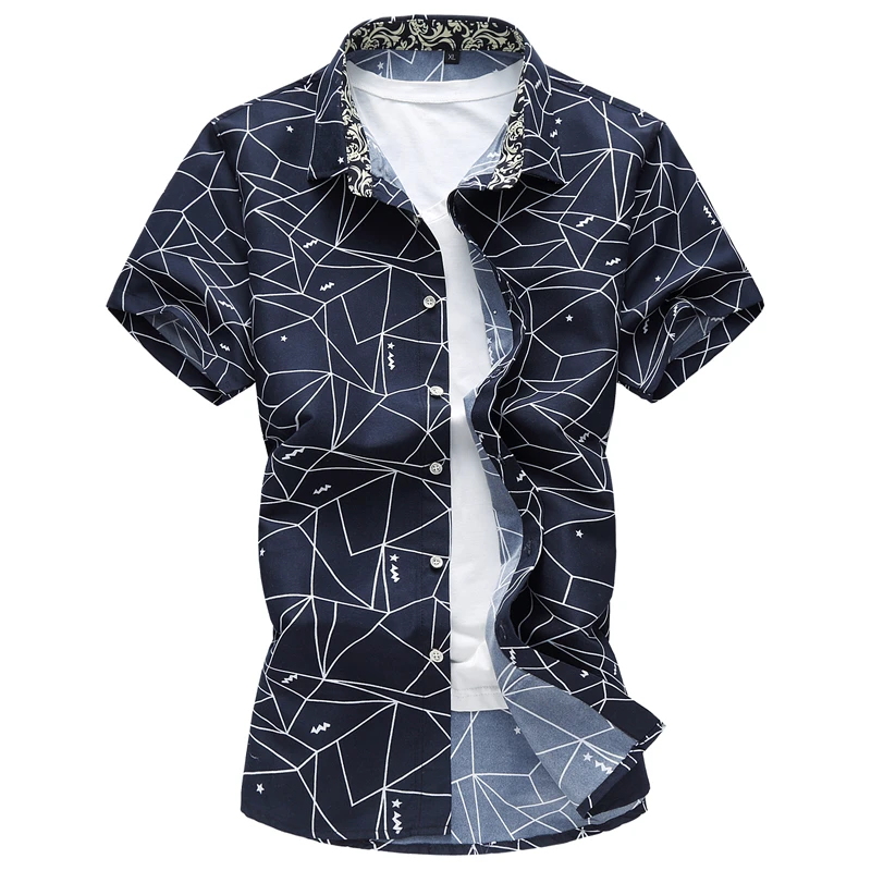 

Men Shirt 2018 New Summer Fashion Brand Clothes Striped Slim Fit Men Short Sleeve Shirt Men Casual Shirt Social Plus Size M-7XL
