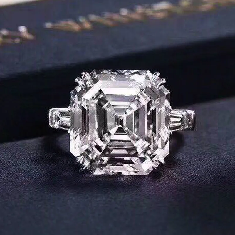 Choucong роскошное кольцо с обещанием из стерлингового серебра 925 пробы огранка камня «asscher Cut» 12 мм AAAAA cz обручальное кольцо кольца для мужчин и женщин ювелирные изделия