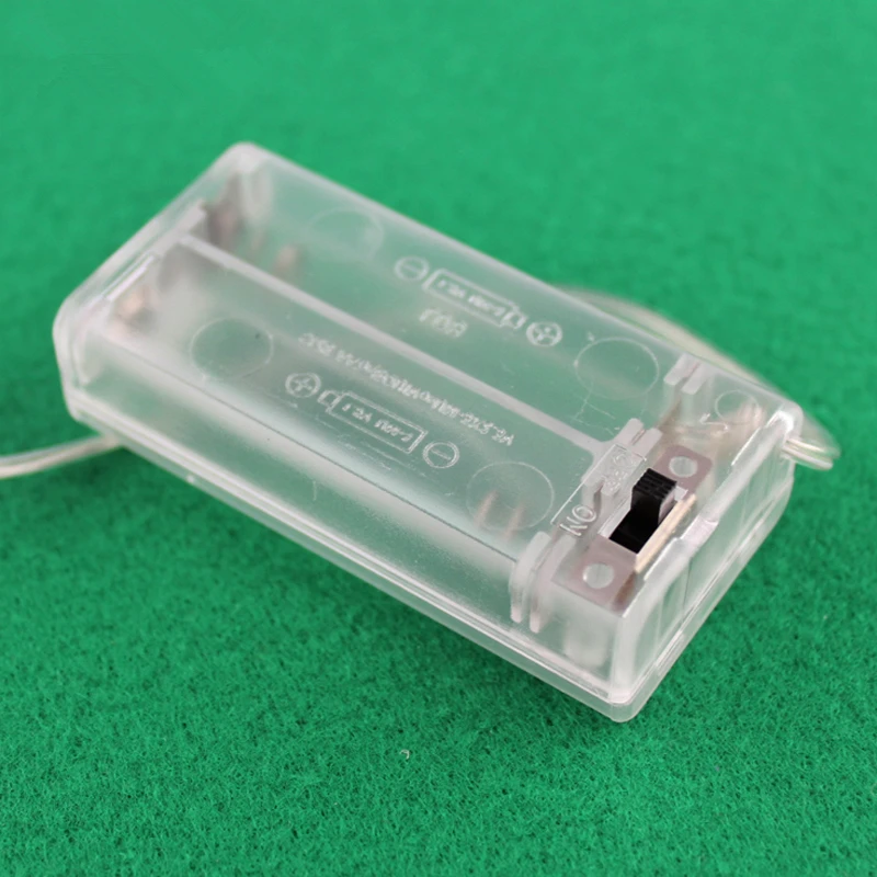 

5pcs transparent battery for 2 AA batteries box with wire and switch and cap