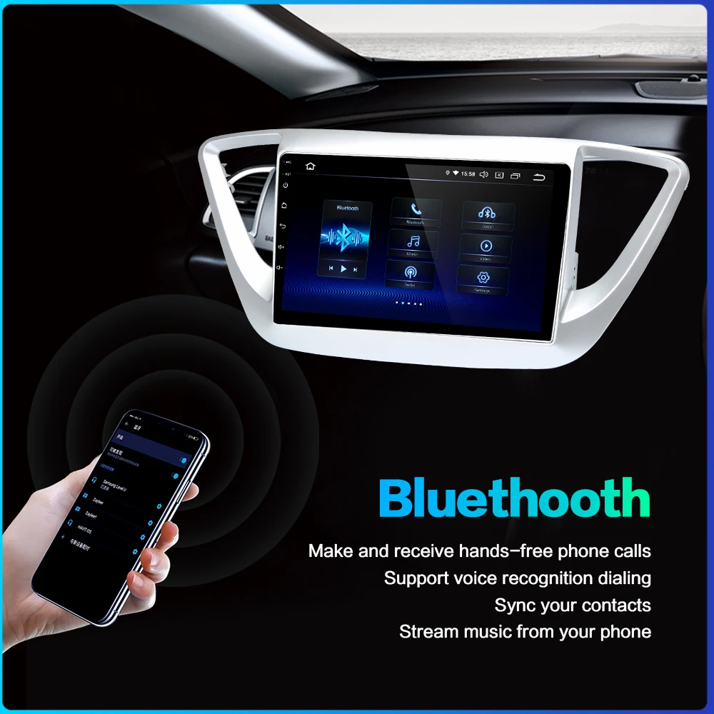 Sale Dasaita 9" IPS Touch Screen Radio Car for Hyundai/Verna/Solaris 2017 1 Din Android 9.0 2.5D Multimedia Player GPS MP3 Car Stereo 3