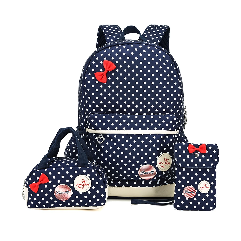 Women Dot Nylon Backpacks School Bags For Girls Teenagers High Quality