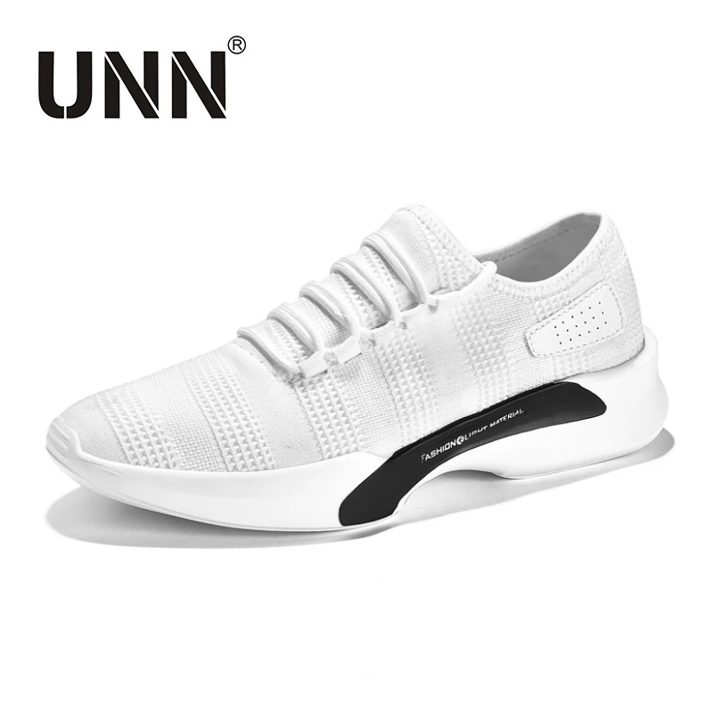 

UNN Spring Summer Men's Lace-Up Breathable Men shoes Non-slip Light Casual shoes men Fashion Black Sneakers Breathable Man White