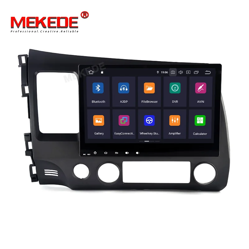 Sale Mekede 10.1 Inch 2Din Android 9.0 Car Radio Quad-Core HD 1024*600 Tochscreen GPS Multimedia Player For 2006-2011 Honda Civic 4