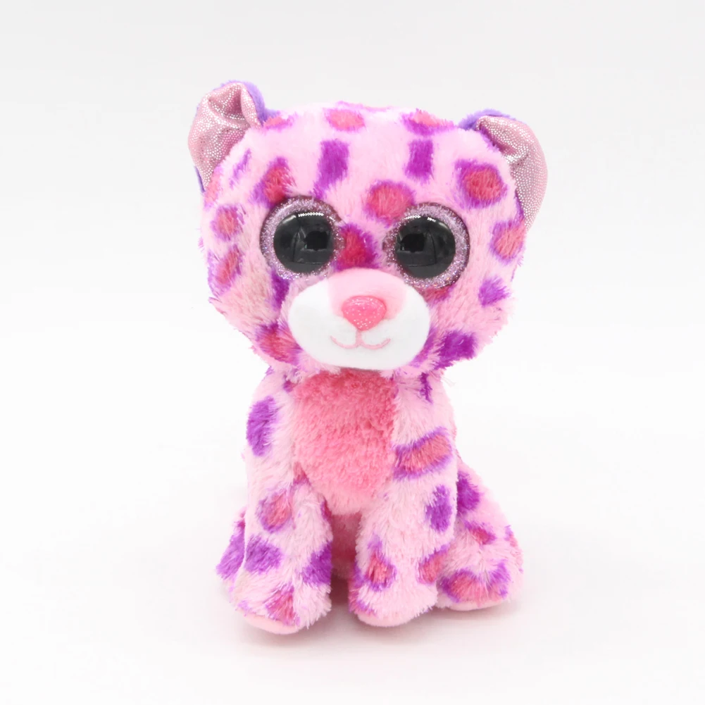 

Ty Big Eyes 6" Pink Purple Spot Leopard Animal Toys