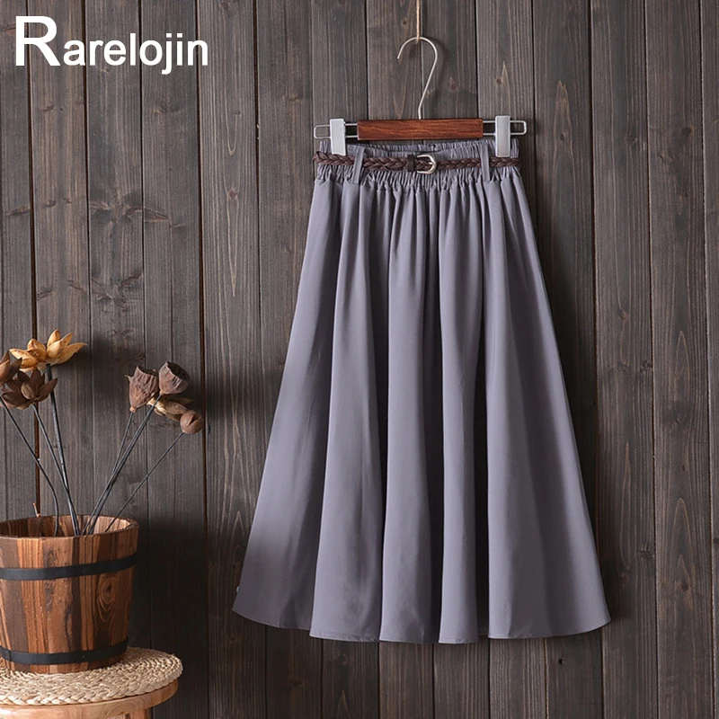 

Summer skirt 2019 Korean fashion elegant high waist skirt literary femme midi skirts women skirt clothes pleated school skirt