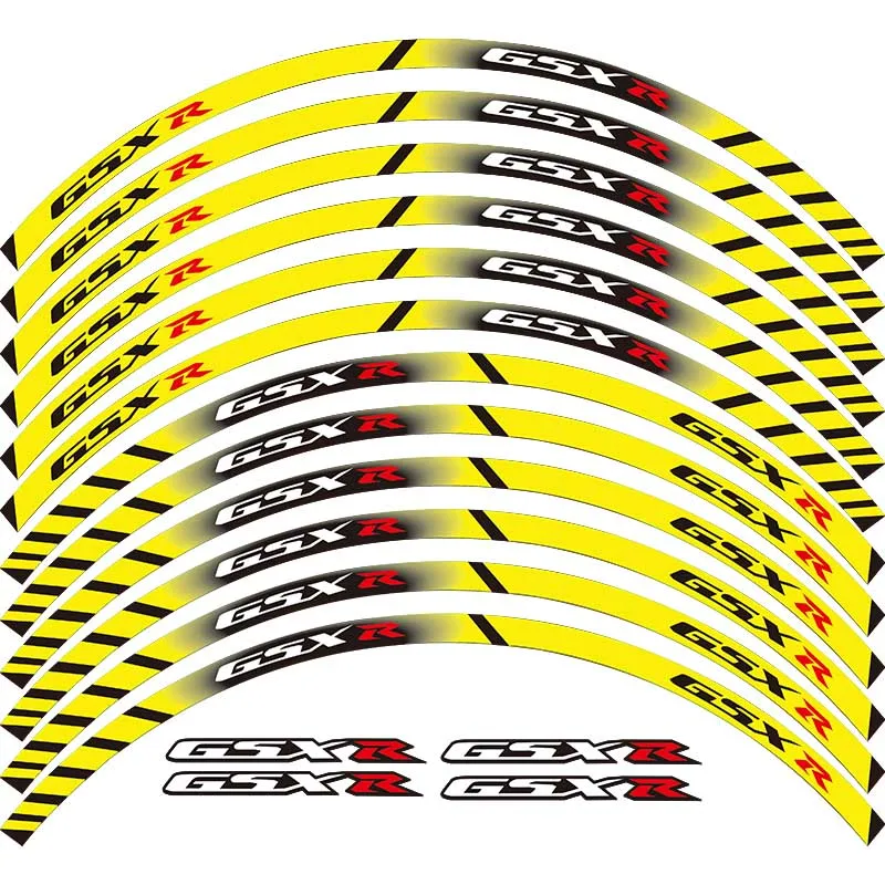 Набор из 12 шт. высококачественные мотоциклетные колесные наклейки Водонепроницаемые Светоотражающие наклейки обода полосы для всех SUZUKI GSXR - Цвет: yellow