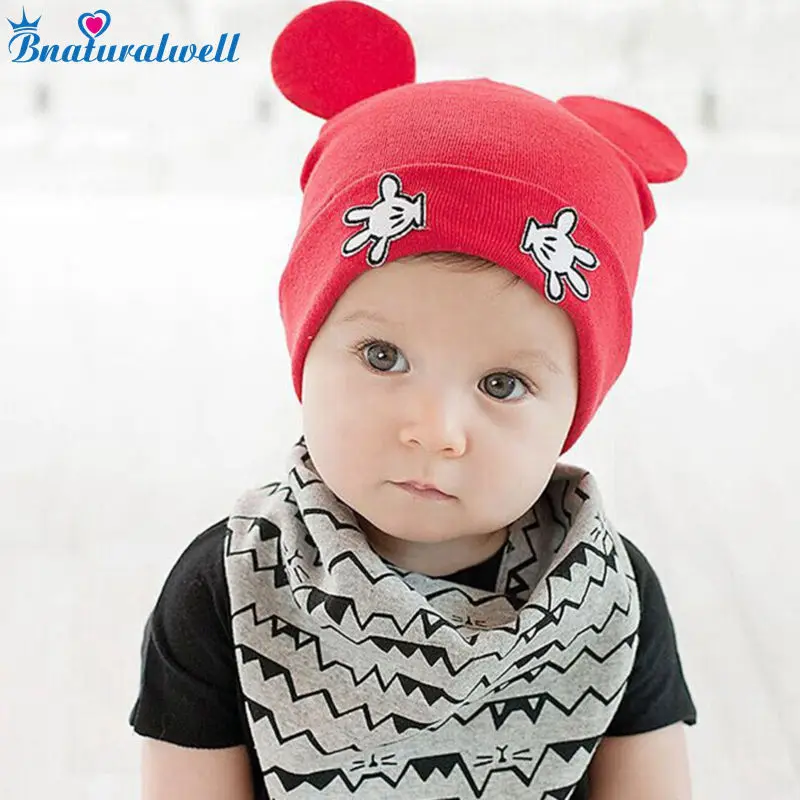 Bnaturalwell Детские осень-зима теплая хлопковая шапочка для маленьких мальчиков и девочек шапки милый детский мультяшный медведь шапки с ушами