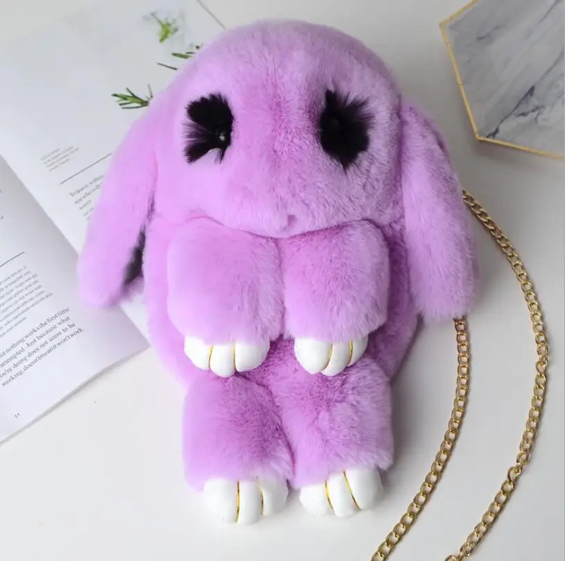 

2019 new Women Cartoon rabbit Handbag Shoulder Bag soft Artificial rabbit hair Handbag Messenger Lovely Bunny Shoulder Bag Tote