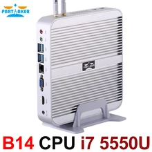 Безвентиляторный Barebone i7 Мини-ПК Win10 3 года гарантии NUC компьютер Intel Core i7 5550U 4 К HTPC ТВ коробка