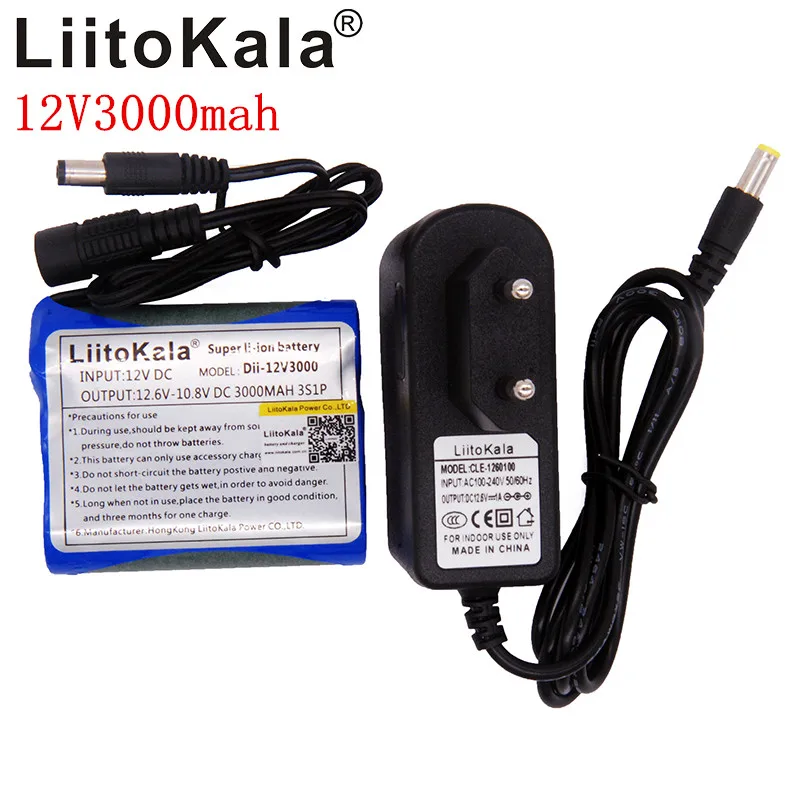 Liitokala 12V 3000mAh 3S1P литиевая батарея 18650 аккумуляторная батарея литиевая батарея режим ожидания монитор источник питания