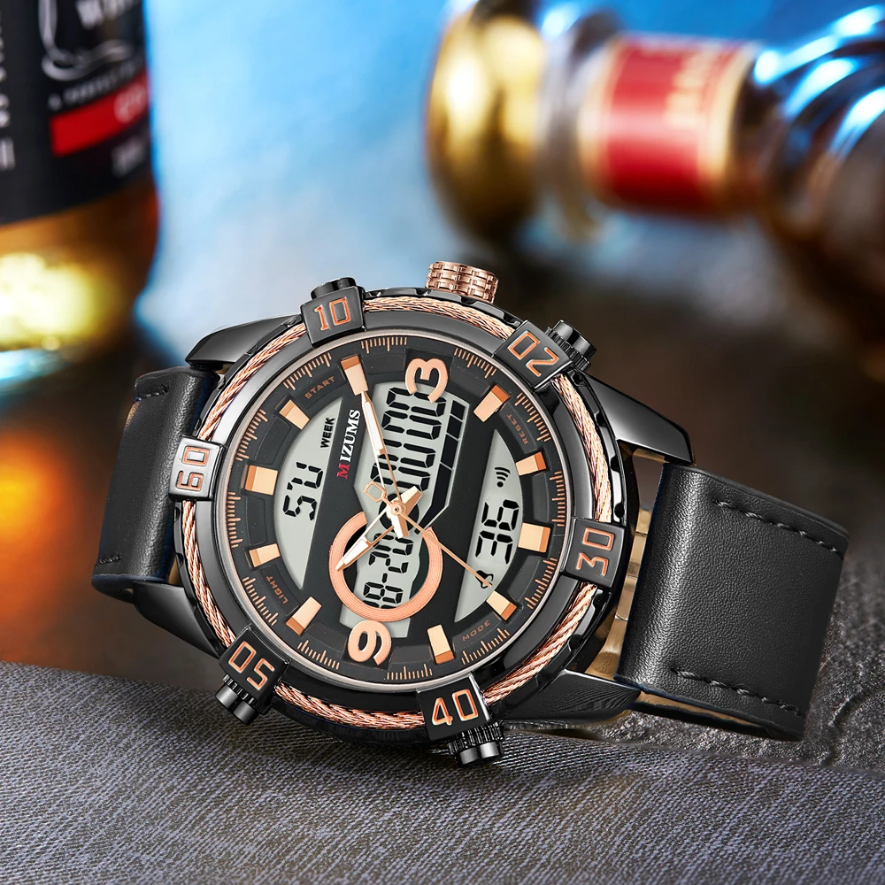 Мужские s часы лучший бренд MIZUMS мужские модные спортивные часы мужские водонепроницаемые кварцевые цифровые светодиодные часы мужские s военные наручные часы