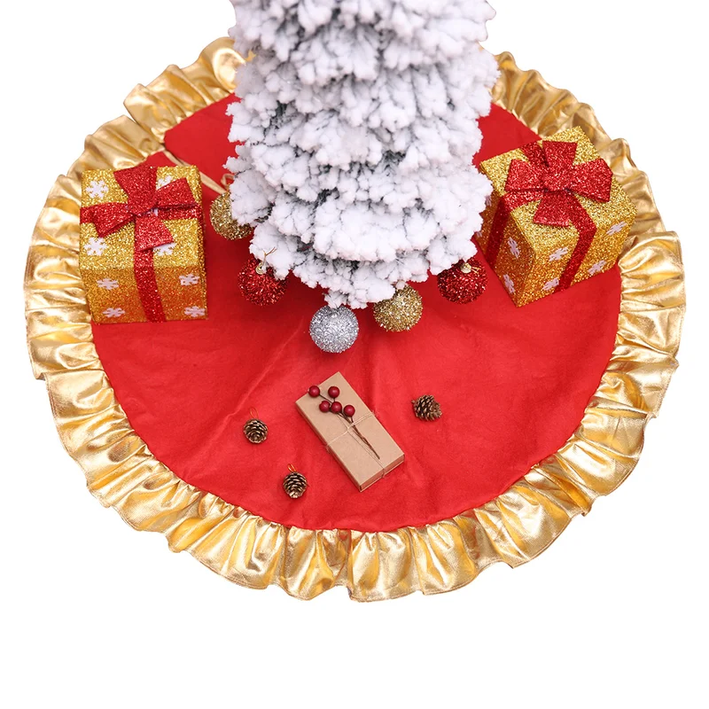90 см золотая юбка с оборками на кромке рождественской елки для рождественской вечеринки, украшения для дома, декор рождественской елки, товары для нового года и Рождества
