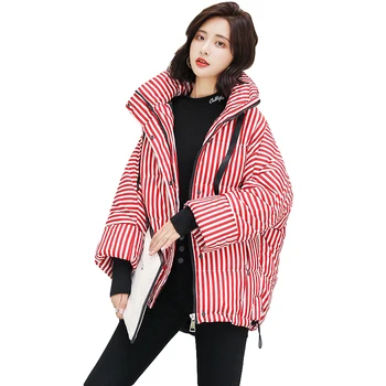

2020 New Fashion Down Jacket Women Winter Parka Korean Short Striped Ladies coats Padded Jacket Loose Woman down cotton clothing
