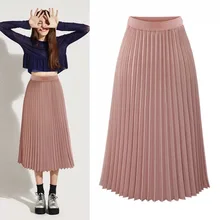 New 2019 Autumn High Waist Skinny Women Pleated Midi Skirt High Waist Elascity Casual Female Party Skirt Women Clothing DB127 fashionable high waist skinny colorful flare women s skirt