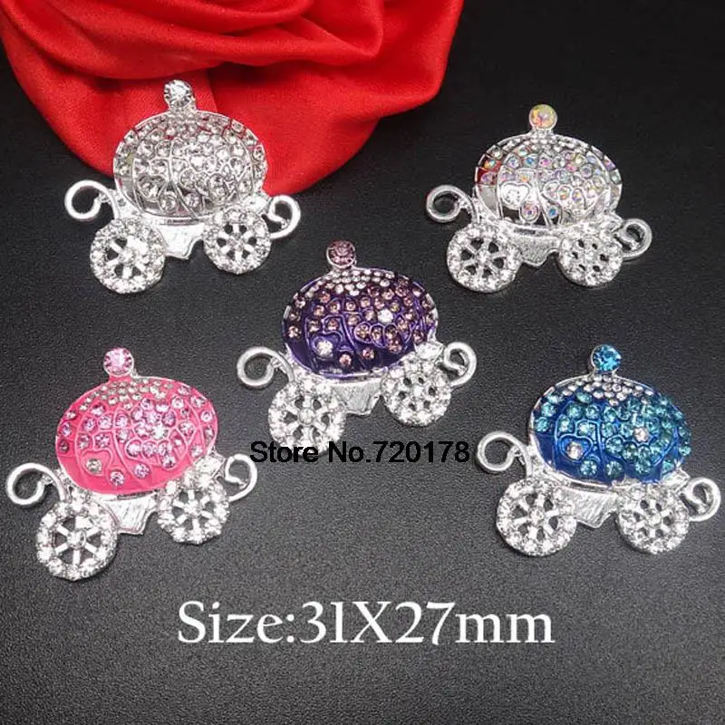 

31X27MM High quality Pink Princess Rhinestone Carriage Flatback Embellishing Button for DIY Craft 120pcs, RMM57