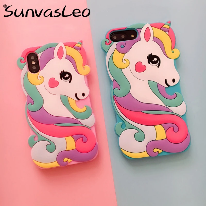 

For iPhone X XS XR Case 5 5S SE 5C 6 6s 7 8 Plus XS Max 3D Unicorn Cartoon Soft Silicone Case Phone Back Cover Skin Shell