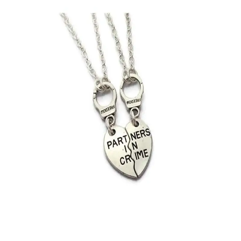 

Partners in Crime Police Handcuffs Necklaces Pendant Friendship Statement Choker Couple Necklace For Women BFF Jewelry Gift