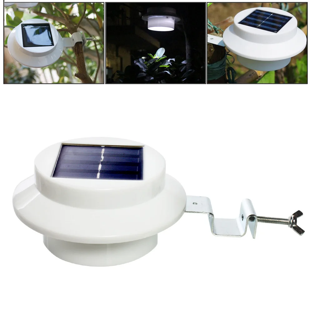 LEDGOO 3 Leds Light Sensor Control Solar Powered Led Wall Light Fence