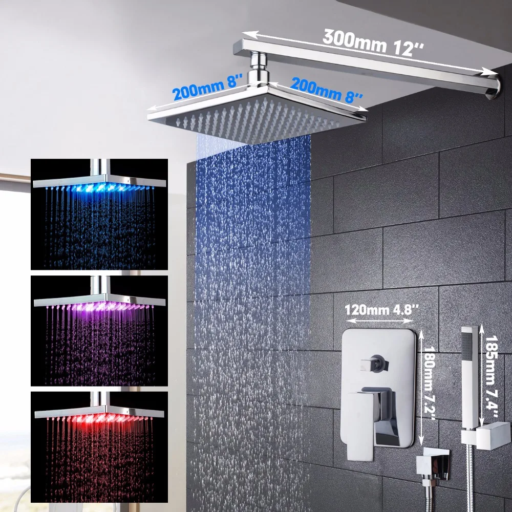 

LED Luxury and Delicacy 8 inch Bathroom Faucet Chrome Shower Heads Hot Cold Water Mixer Distinguished Shower Faucet