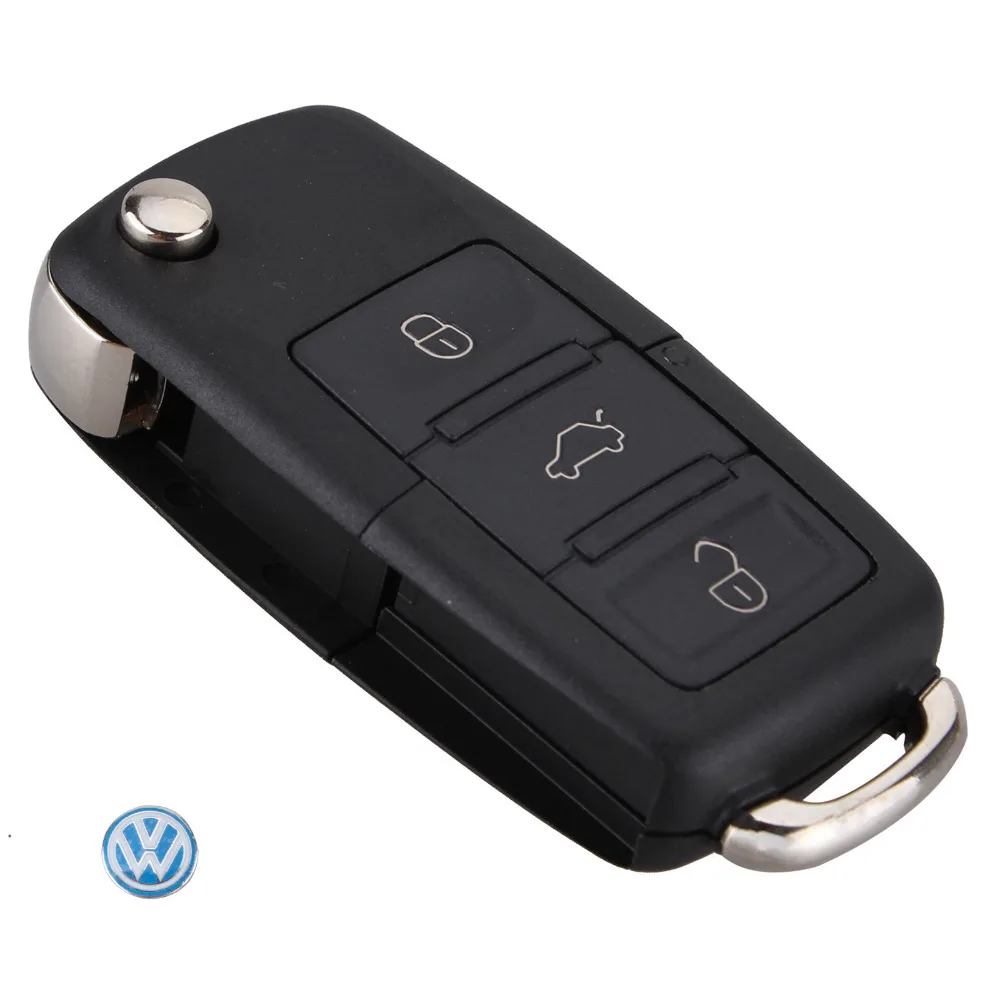 Folding Car Remote Flip Key Shell Case Fob For Volkswagen Vw Jetta Golf Passat Beetle Polo Bora 3 Buttons Key Case With logo