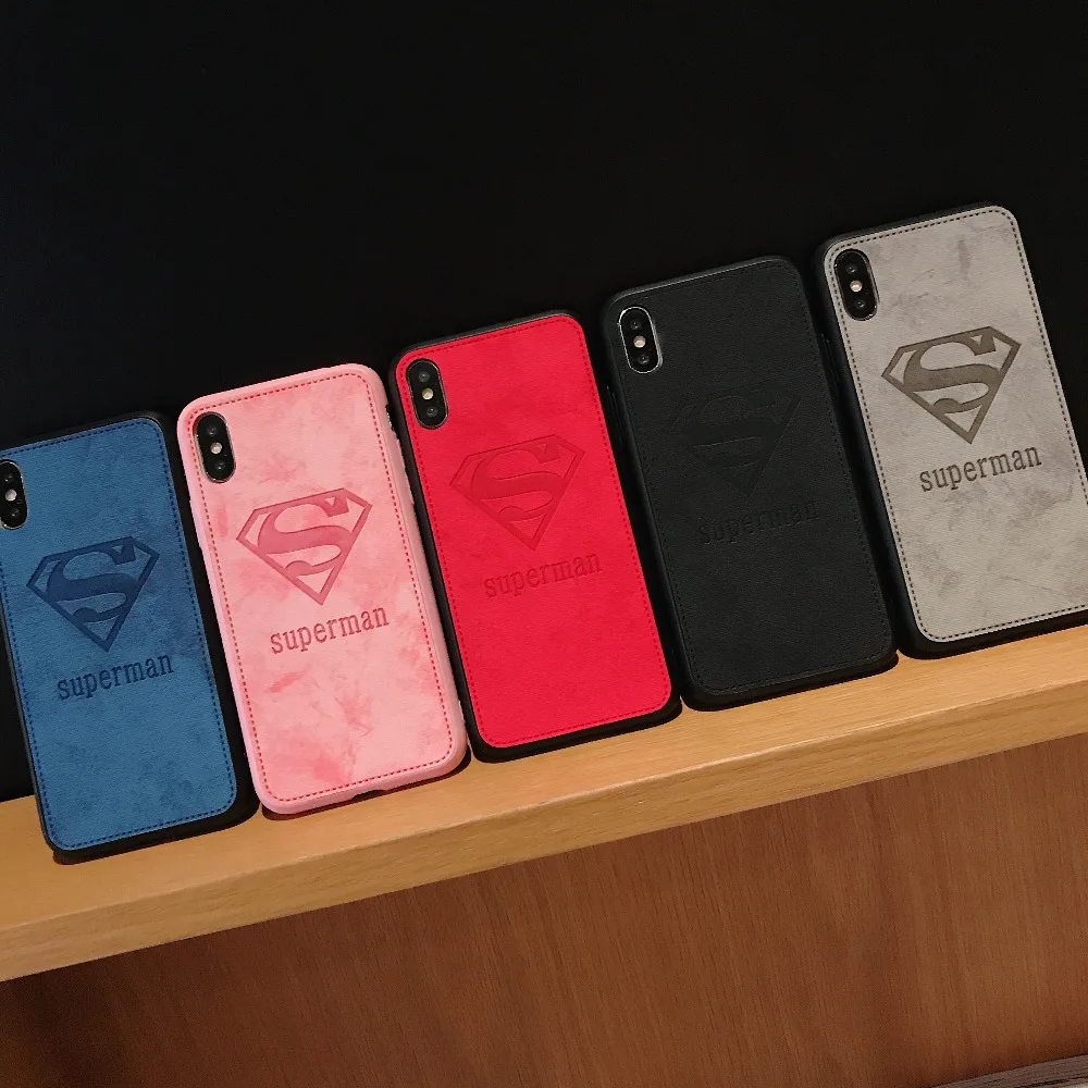 

Cute Superman Case For iPhone X 7 Plus 6s 6 Plus 8 Plus Back Cover Soft PU Leather Case For iPhone XS MAX XR Cases Coque Fundas