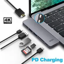 EKSA Thunderbolt 3 USB C концентратор к HDMI 4K type C концентратор адаптер с PD USB3.0 порт для MacBook Pro2016///Air 7 в 1 концентратор