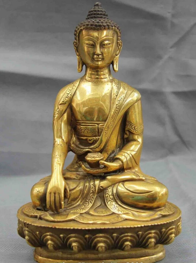

shitou 001447 Tibet Folk temple classical old Copper Bronze Sakyamuni Tathagata Buddha Statue
