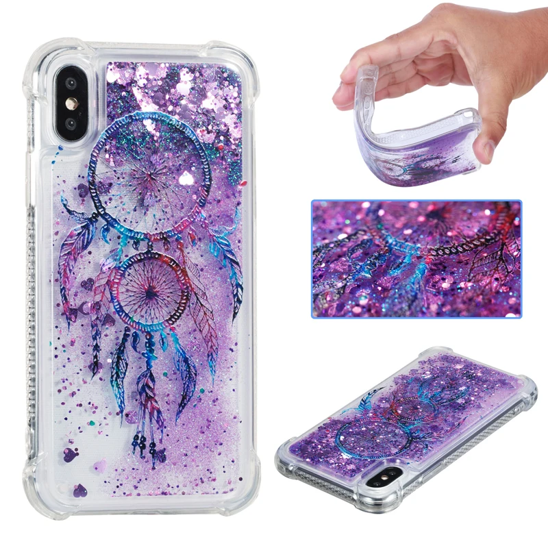 

phone case TPU Wind chime full soft flow Love flow sand shell for iPhone 5 5s 6 7 8x/6 7 8plus Six colors flash phone shell