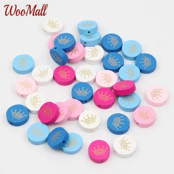 

Mixed Color 30PCS Crown pattern 20mm Wood Beads For Making Jewelry DIY Toys Pacifier Clip Wooden Beads