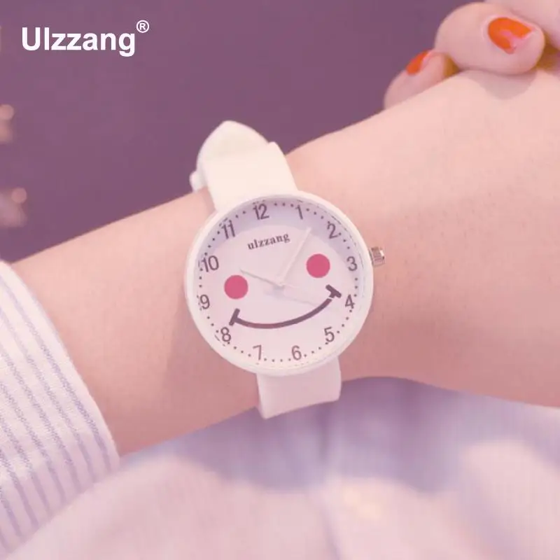

Lovely Cute Boys Girls Jelly Quartz Wristwatches Carton Big Smiling Face Candy Colors Students Watch Women Men Sweet Clock Hours