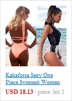 Kakaforsa сексуальный купальник в полоску с принтом, Цельный купальник, женский купальник со шнуровкой, высокая талия, купальный костюм для женщин, Бразильский бикини