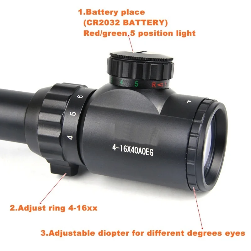 B бренд 4-16X40 AOEG оптика Riflescope красный и зеленый точка прицел с подсветкой Прицел снайперской винтовки передач для охоты прицел