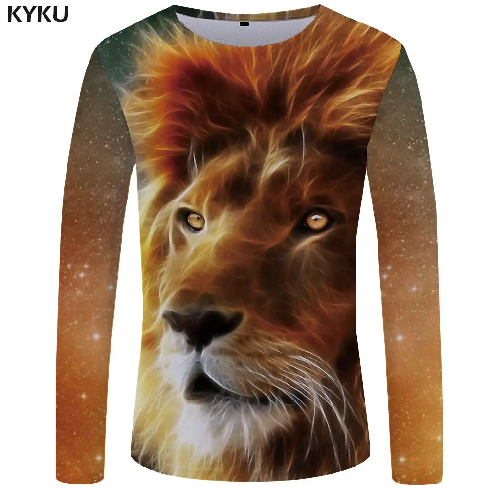 KYKU Tiger Футболка мужская футболка с длинным рукавом пламя Япония животное крутой принт панк забавная футболка s Рок мужская одежда короткий рукав - Цвет: 3d t shirt 14