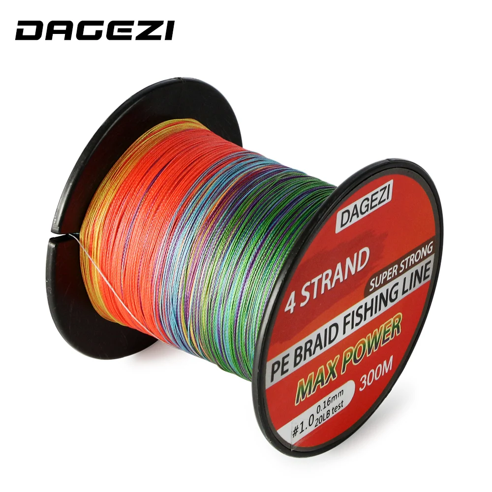 DAGEZI 10-90LB 100% مزيج اللون صنارة صيد بولي ايثيلين مجدول مع هدية 4 حبلا 300 m سوبر قوي المتعددة الشعيرات مضفر خيط صنارة الصيد s