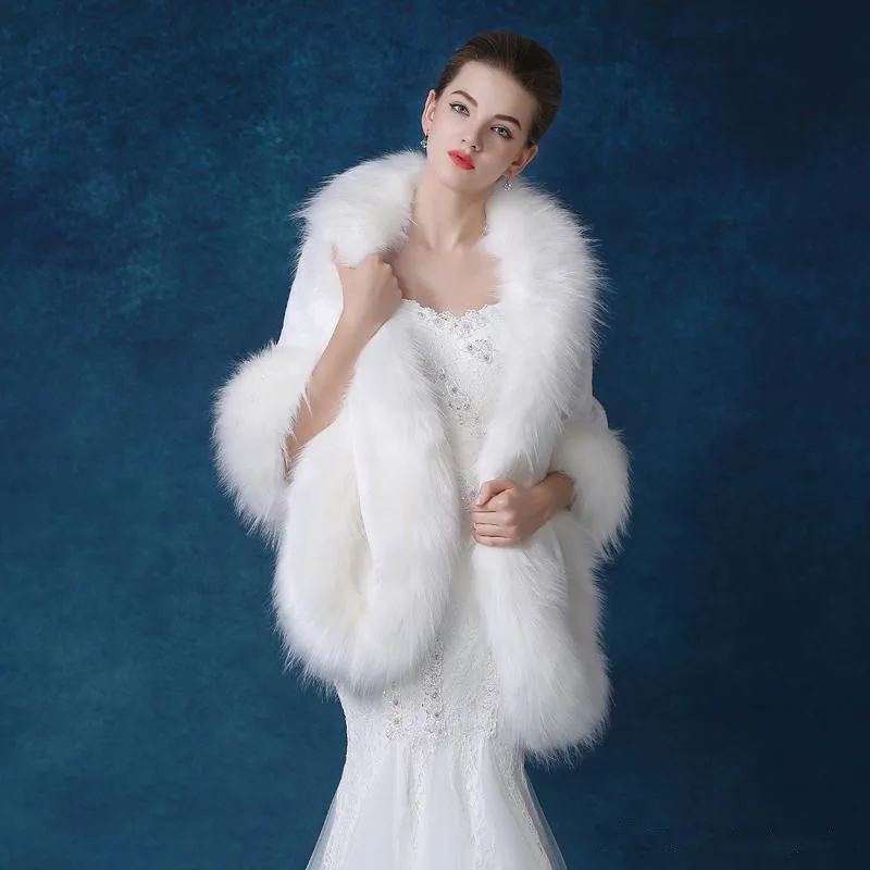 JaneVini элегантные накидки из искусственного меха для свадьбы, невесты, вечерние палантины, меховое болеро, жакет принцессы, болеро, свадебное зимнее пальто, шаль, теплая - Цвет: Photo Color
