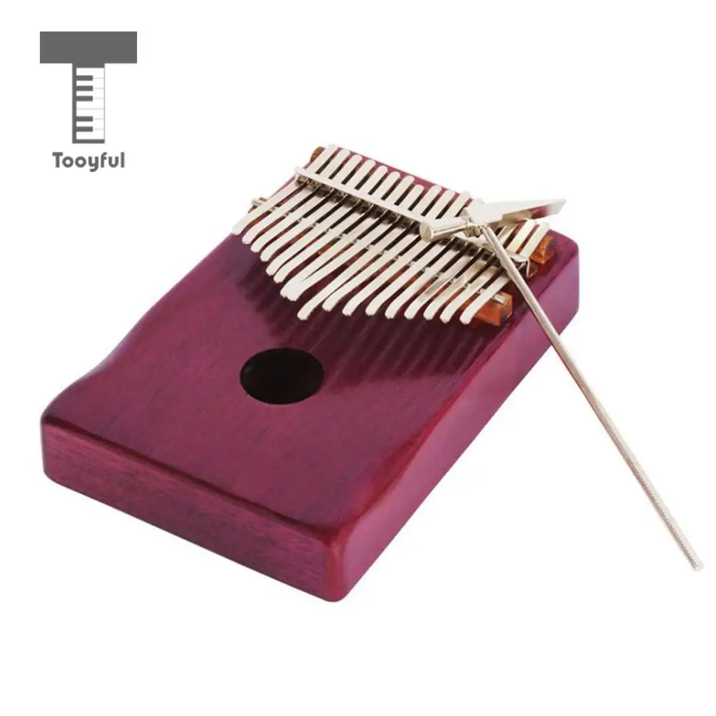

Tooyful 17 Key Mahogany Kalimba Mbira Hand Percussion Thumb Piano Idiophone Musical Toys Instrument Gift Dark Red