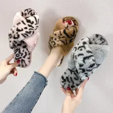 COOTELILI/зимние женские домашние тапочки с искусственным мехом; модная теплая обувь; женские слипоны на плоской подошве; женские шлепанцы с леопардовым принтом; большой размер 41
