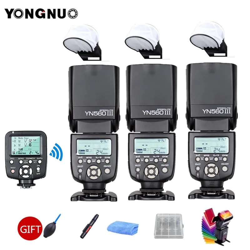 3 шт. YONGNUO YN560III YN560 III Вспышка Speedlite Универсальная беспроводная + фототриггер для