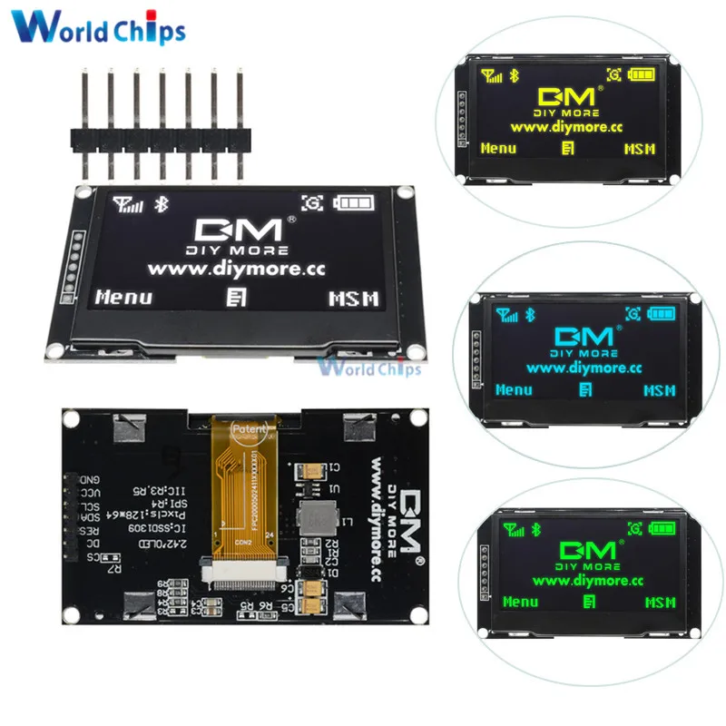 2,4" дюймовый ЖК-экран 12864 128X64 OLED дисплей модуль IIC IEC SPI серийный C51 STM32 SSD1309 для Arduino белый/синий/зеленый/желтый