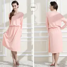 Длинные Стиль Ночные рубашки для девочек женские Полный рукавом халаты бамбуковые волокна осень-зима новые модные платья сна Дамы Главная Lounge