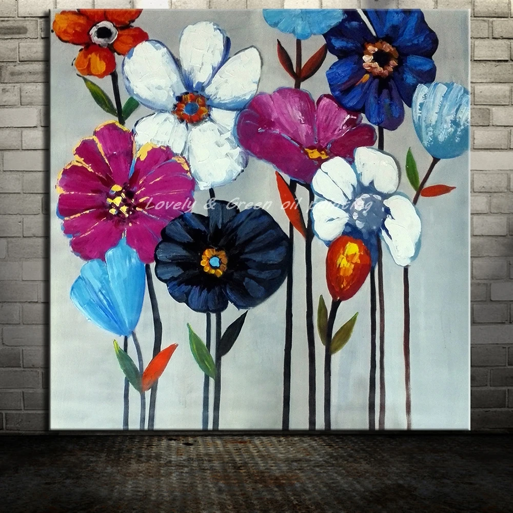 Flower Paintings Hand Painted Palette Knife Flowers Oil Painting On Canvas Modern Abstract Wall Art For Living Room Home Decor Oil Painting Paintings On Canvasoil Painting On Canvas Aliexpress
